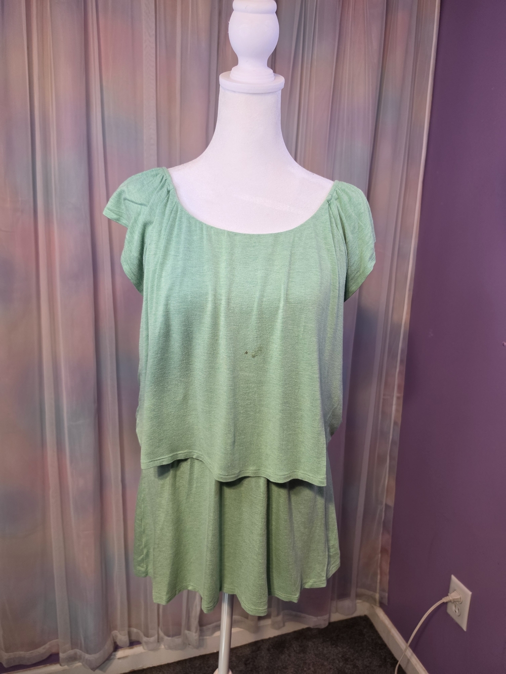 Milk Nursing Wear Mint Green Maternity Tiered Ruffled Layered Tunic Size Medium